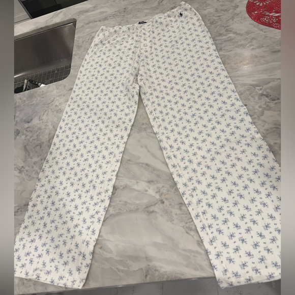 🌸NWT Polo by Ralph Lauren 100% cotton floral white and Blue pj set Large - Picture 6 of 7